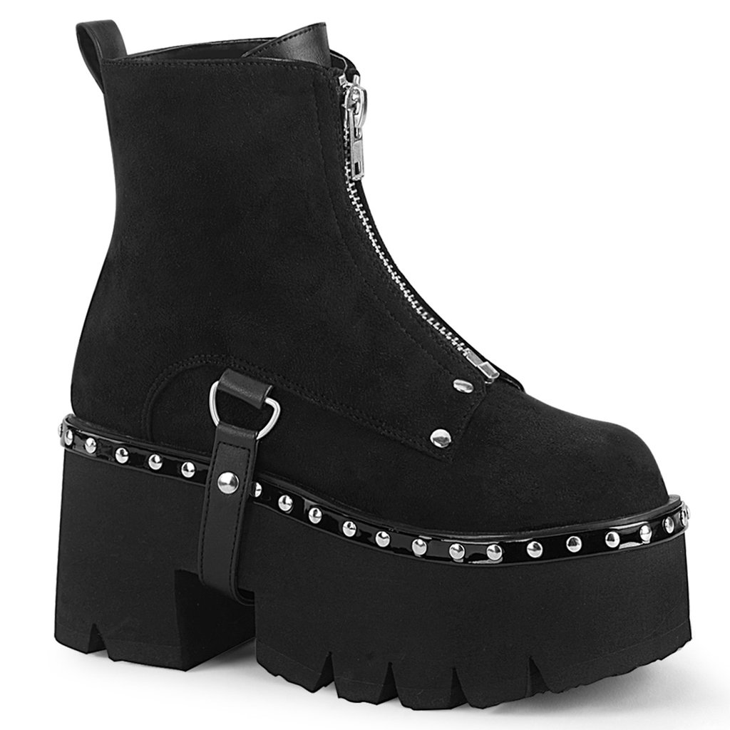 Bottines Demonia Ashes 100 Vegan Suède Femme - Noir 70346-SUOR